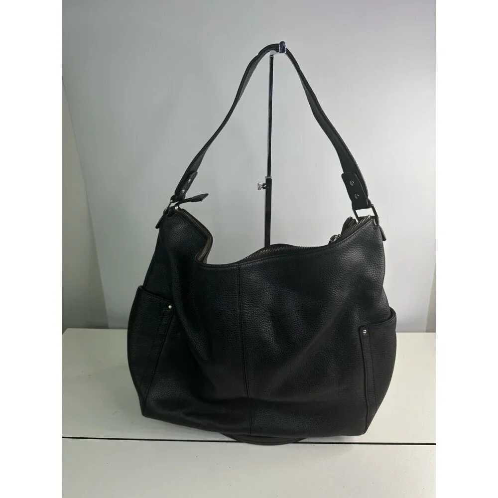 Kate Spade Black Genuine Pebbled Leather XL Hobo Shoulder Bag